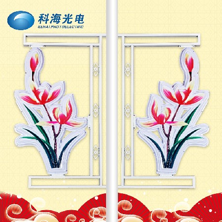 led蘭花燈造型燈節(jié)日 裝飾戶(hù)外路燈桿塑料大紅燈籠廠家批發(fā)